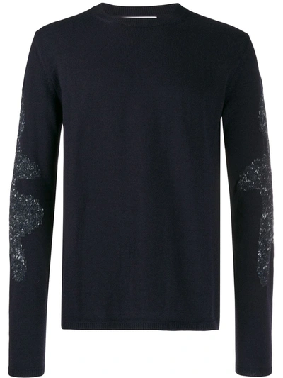 Shop Comme Des Garçons Shirt Contrast Knit Jumper In Blue