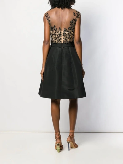 Shop Oscar De La Renta Leaf Embroidered Cocktail Dress In Black