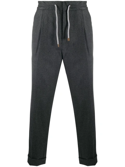Shop Brunello Cucinelli Cropped Straight Leg Trousers In Grey