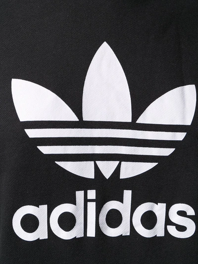 Shop Adidas Originals Trefoil Logo Print Hoodie In Black