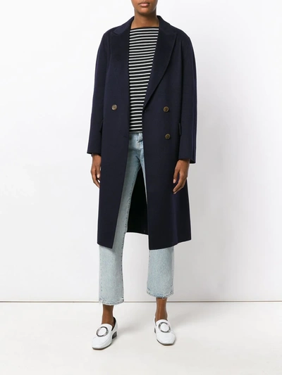 Shop Joseph Double Breasted Coat In Blue