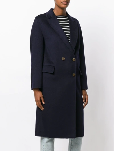 Shop Joseph Double Breasted Coat In Blue