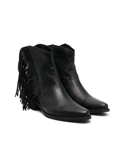 Shop Cinzia Araia Fringed Ankle Boots In Black