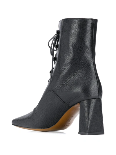 Shop By Far Lace-up Leather Boots In Black