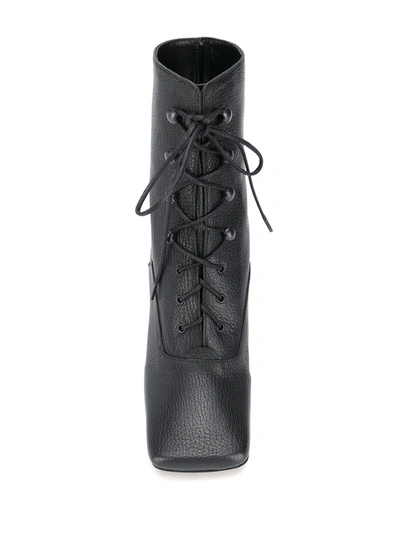 Shop By Far Lace-up Leather Boots In Black