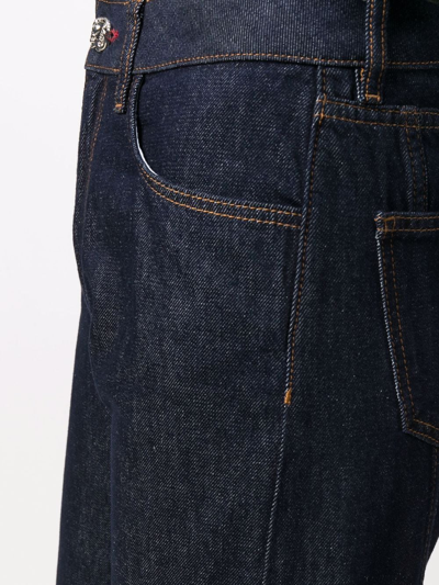 Shop Philipp Plein Logo-patch Wide-leg Jeans In Blau