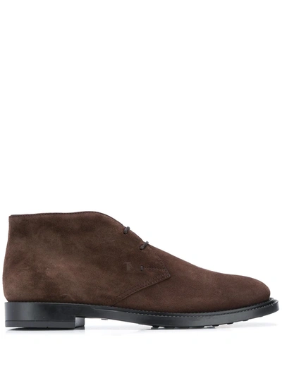 Shop Tod's Pebbled Sole Ankle Boots In Brown
