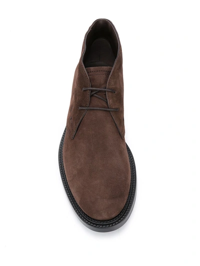 Tod's Lace-up Plain Ankle Boots In Brown
