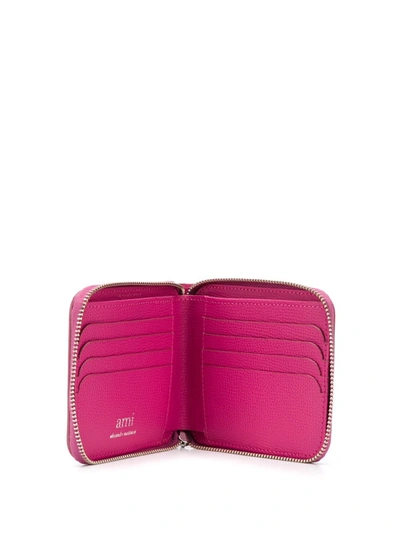 Shop Ami Alexandre Mattiussi Ami De Coeur Puller Zipped Wallet In Pink