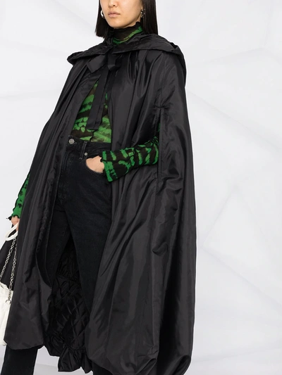 Shop Comme Des Garçons Long Hooded Cape In Black