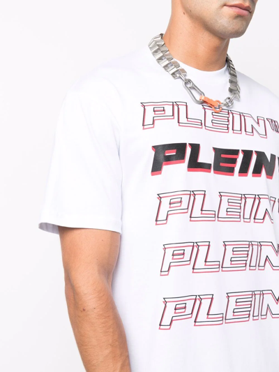 Shop Philipp Plein Plein Repeat Logo T-shirt In White