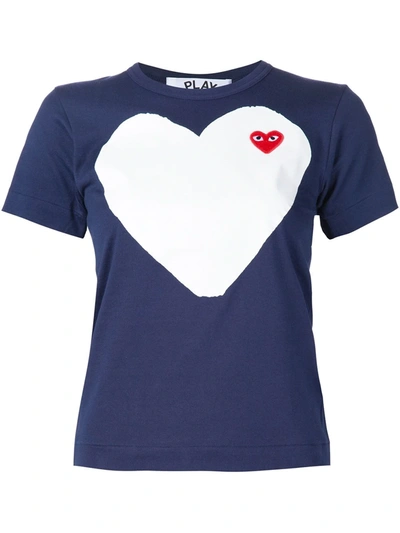 Shop Comme Des Garçons Play Heart Logo T-shirt In Blue