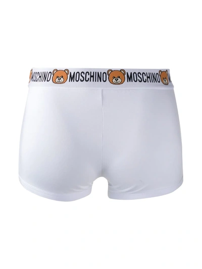 Shop Moschino Teddy Logo Waistband Briefs In White