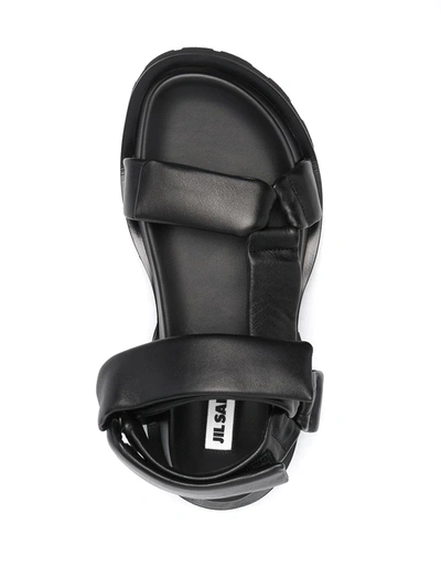 Shop Jil Sander Touch-strap Flatform Sandals In Black