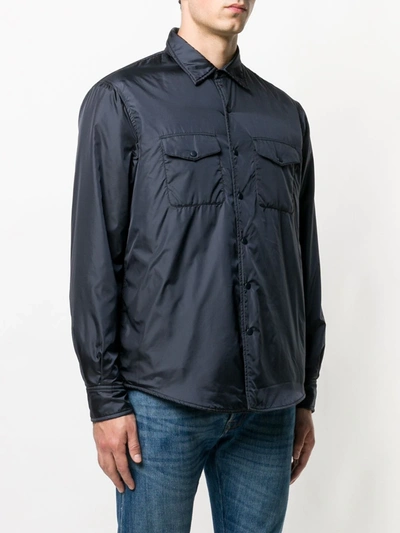 Shop Aspesi Shirt Style Wind-breaker Jacket In Blue
