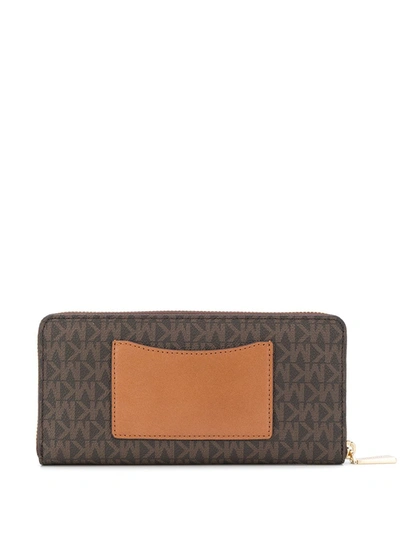Michael Michael Kors Monogram Print Wallet In Brown