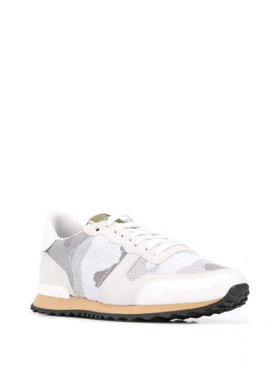 Shop Valentino Rockrunner Camouflage-print Mesh Sneakers In White