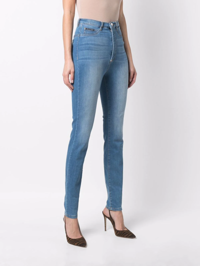 Shop Philipp Plein High-waisted Jeggings In Blau