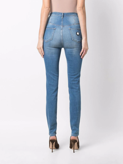 Shop Philipp Plein High-waisted Jeggings In Blau