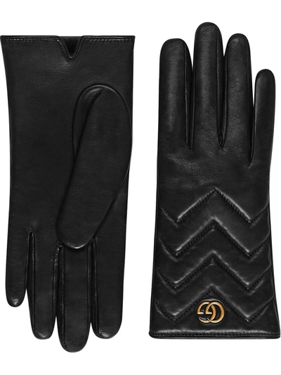 Shop Gucci Gg Marmont Gloves In Black