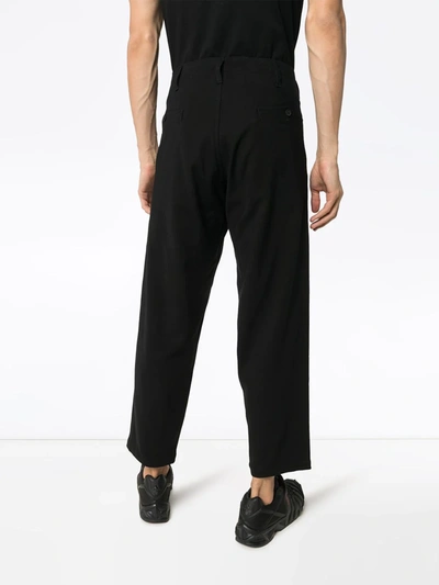 Shop Yohji Yamamoto Cropped Straight-leg Trousers In Black
