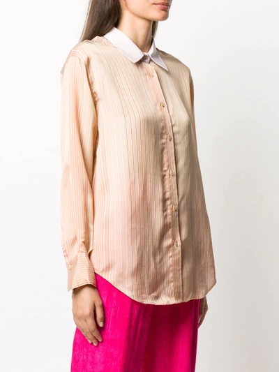 Shop Forte Forte Striped Contrasting Collar Shirt In Neutrals