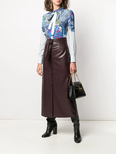 Shop Valentino Floral Print Blouse In Blue