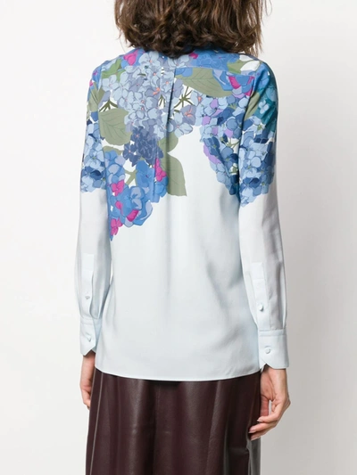 Shop Valentino Floral Print Blouse In Blue