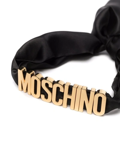 Shop Moschino Logo-plaque Silk Scarf In Schwarz