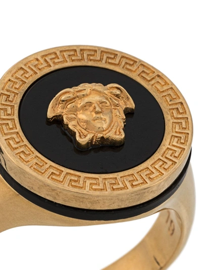 Shop Versace Medusa Enamel Ring In Gold