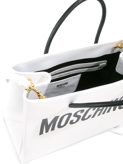 Shop Moschino Logo-print Tote Bag In White