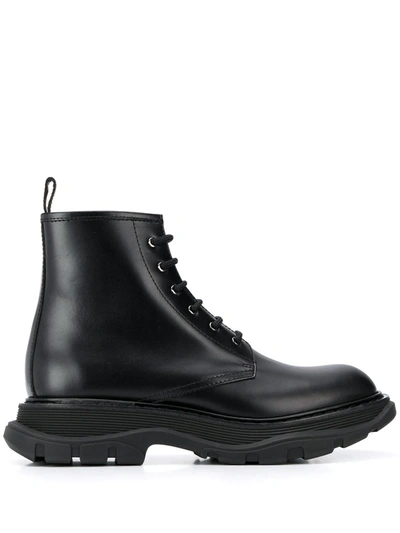 Shop Alexander Mcqueen Chunky Sole Combat Boots In Black