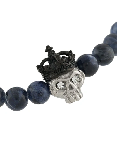 Shop Tateossian King Skull Beaded Bracelet In Blue