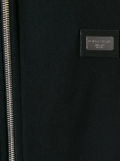 Shop Dolce & Gabbana Drawstring Zip Hoodie In Black