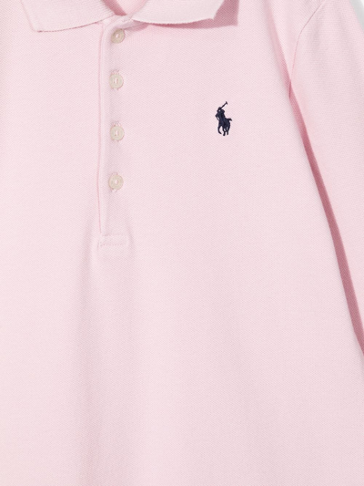 Shop Ralph Lauren Embroidered Polo Dress In Pink