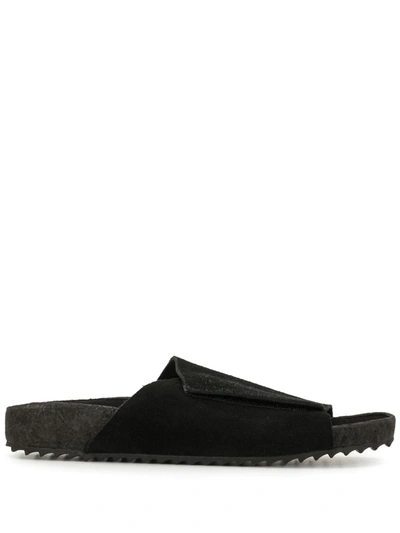 Shop James Perse Touch-strap Suede Sandals In Black