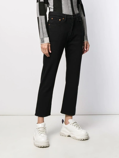 Shop Levi's Cropped Straight-leg Jeans In Black