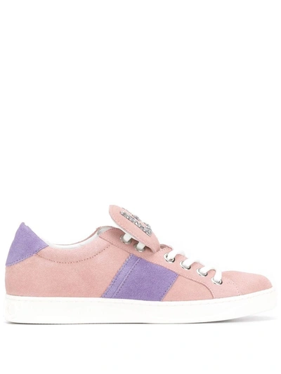 Shop Liu •jo Glitter Logo Sneakers In Pink
