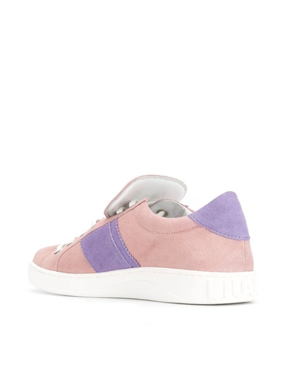 Shop Liu •jo Glitter Logo Sneakers In Pink