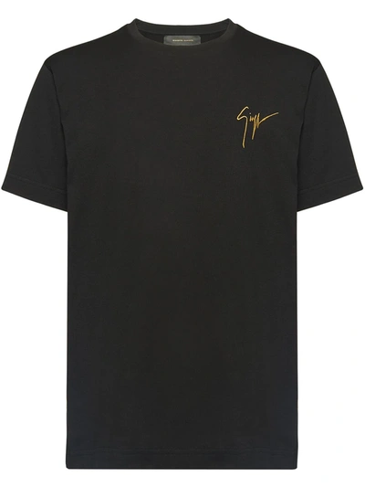 Shop Giuseppe Zanotti Logo Embroidered T-shirt In Black