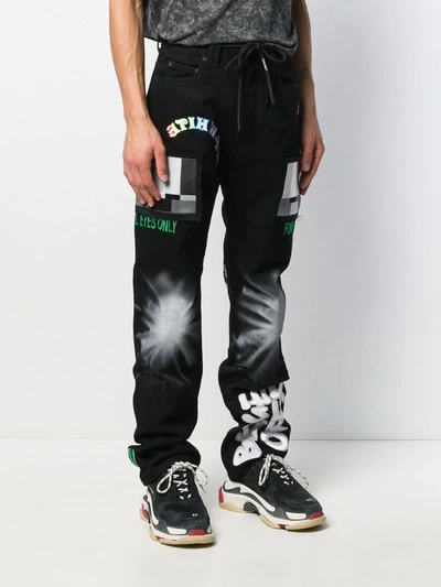 Shop Off-white Relaxed Fit Patch Jeans In Black