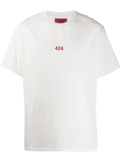 Shop 424 Logo-embroidered T-shirt In White