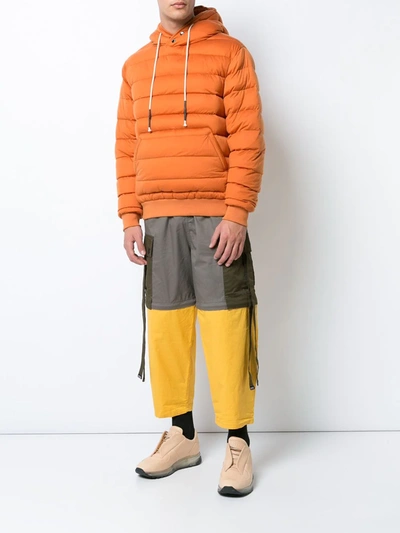 Shop Mostly Heard Rarely Seen Ribbed-edge Padded Hoodie In Yellow