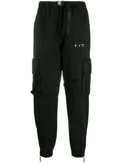 Shop Off-white Logo-print Cargo Trousers In Black
