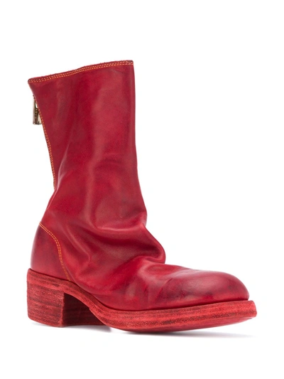 Shop Guidi Creased-effect Boots In Red