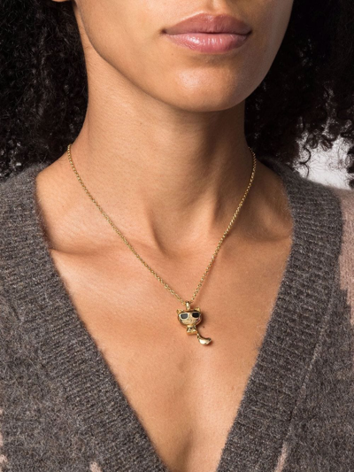 Shop Karl Lagerfeld Ikonik Choupette Pendant Necklace In Gold