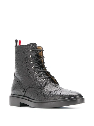 Thom Browne Brogue-detail Ankle Boots In Black