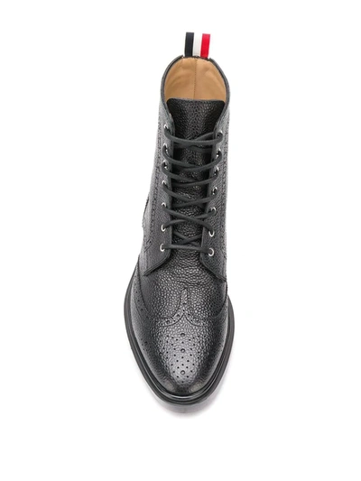 Shop Thom Browne Brogue-detail Ankle Boots In Black