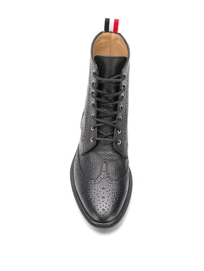 Thom Browne Brogue-detail Ankle Boots In Black