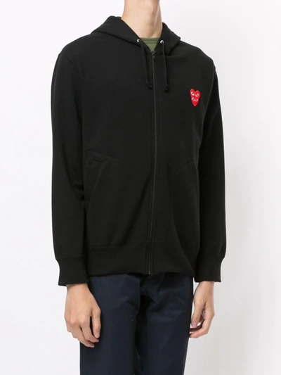 Shop Comme Des Garçons Play Embroidered Logo Hoodie In Black